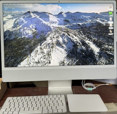 Apple iMac 24 (2021) M1 8GB 256GB Silver Inkl. Trackpad und Tastatur OVP Top