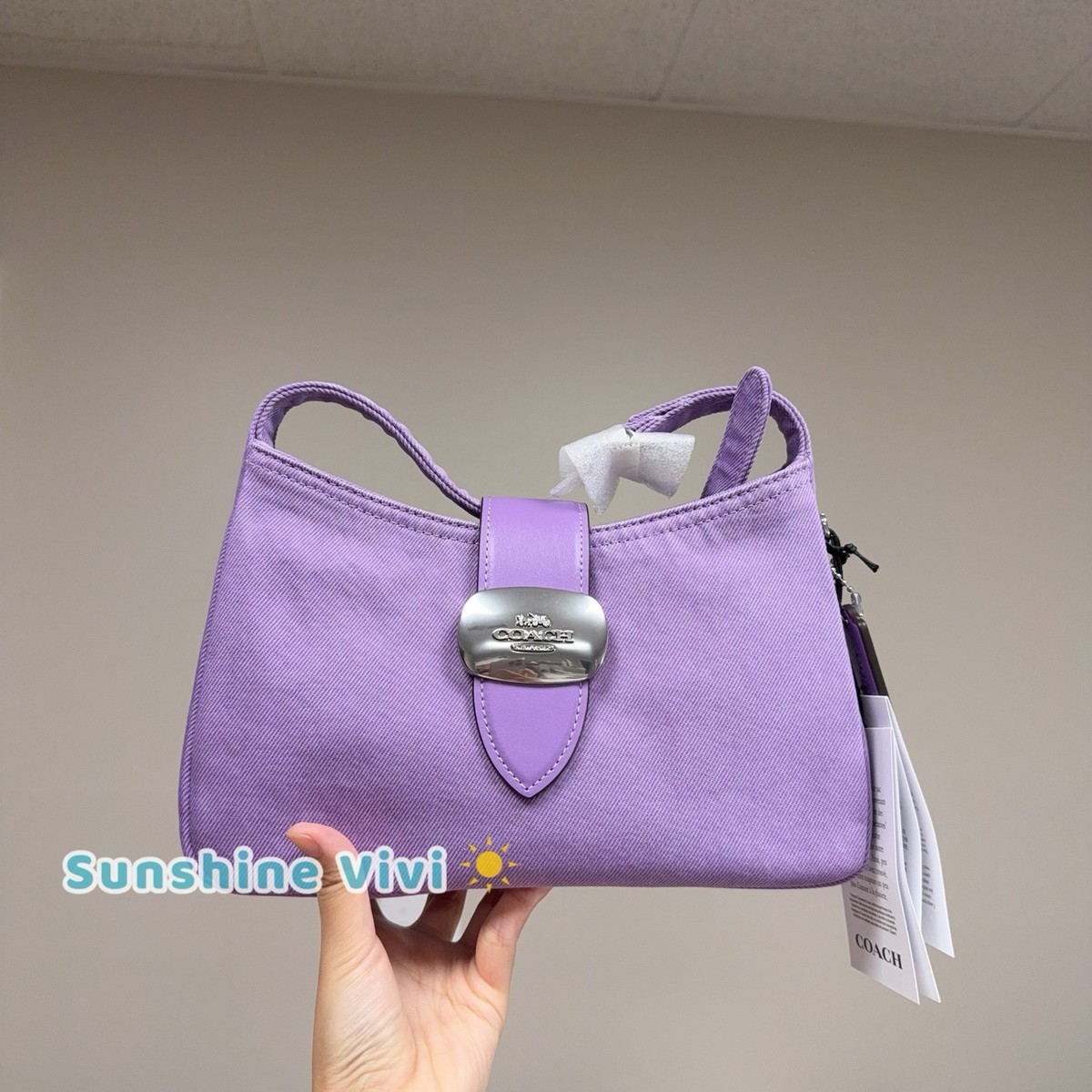 NWT Coach Eliza Shoulder Bag Denim CBR14 Silver/Iris | eBay