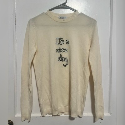 BELLA FREUD It's A Nice Day Embroidered Wool Sweater $435 Size S