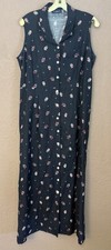 Crazy Horse Liz Claiborne Linen Button Front Sleeveless Shirt Dress Black Sz L