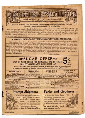 Antique c. 1900s Joseph Levy Wholesale Groceries Catalog St. Paul MN - Ephemera
