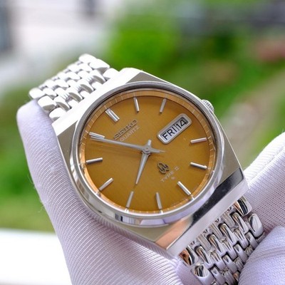 Seiko Type II Quartz Vintage Day-Date Gold Sunburst Dial Men's Watch 35mm