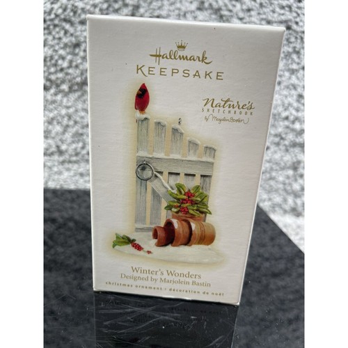 Hallmark Keepsake Winters Wonders Marjolein Bastin Cardinal Flower Pots 2009 - Picture 2 of 9
