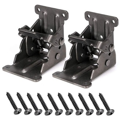 2 PCS Table Leg Folding Brackets Foldable Hinge Hardware SelfLock Black