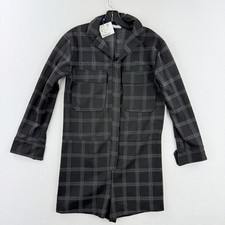 ZARA WOMAN Long Sleeve Knit Romper Size SMALL Womens Black White Plaid NWT