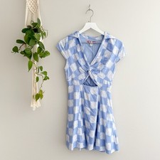 Urban Outfitters Blue Print Harlow Twist Front Mini Dress (Size S)