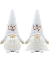 Set of 2 White Christmas Shelf, Tier Gnomes Winter Decorations Handmade Dwarf