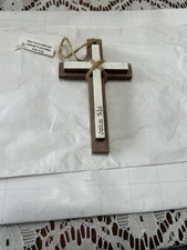 Source Unknown Wooden Brown and White Cross Wall Decor