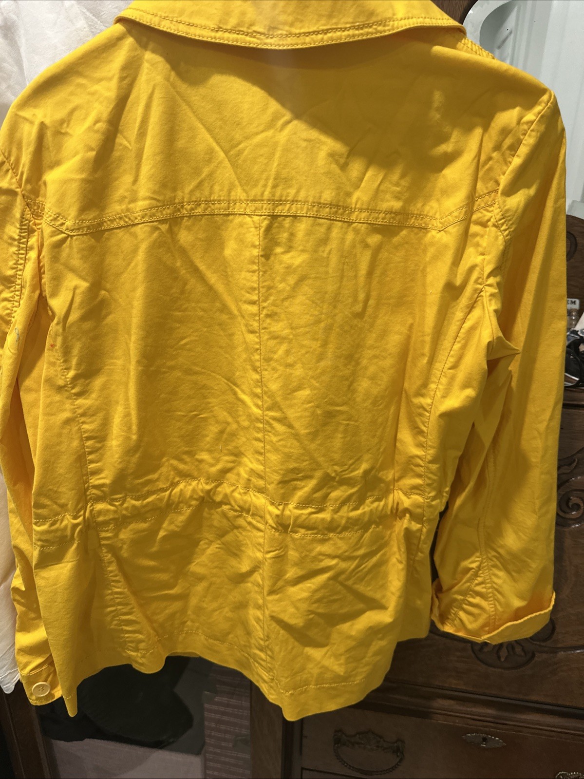 Talbots Jacket Button Down Yellow Drawstring Wais… - image 9