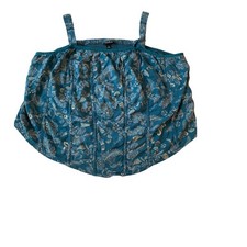 Torrid Teal Floral Corset Cami Top Plus Size 4 Smocked Back Sleeveless Blouse