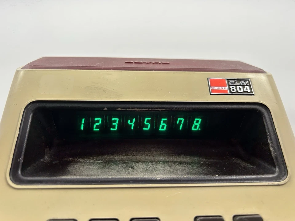 Calculadora fluorescente al vacío Sharp ELSI 804 de colección. Escritorio - ¡Probado! Foto 3 de 4