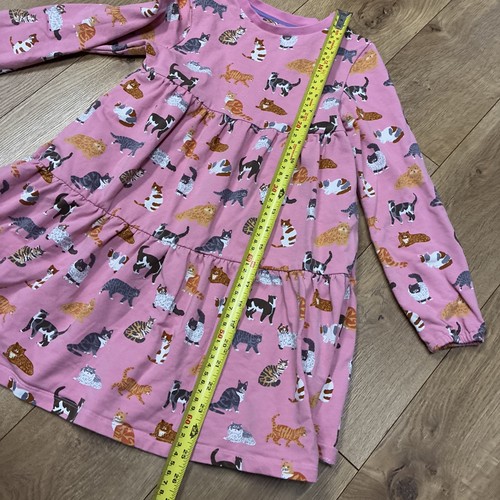Mini Boden Niñas Rosa Gato Vestido Manga Larga Talla 7/8 Mezcla Algodón - Imagen 4 de 5