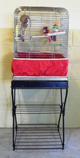 19" x 19" x 29" H. BIRD CAGE w/ STAND and ACCESSORIES