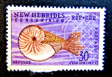 NEW HEBRIDES STAMP, NAUTILUS SHELL, 30 G.C, 1963, USED, SG103
