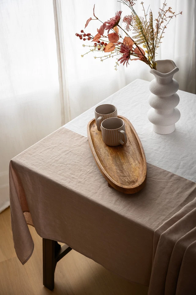 60x84 inch Rectangular Linen Tablecloth Natural Flax Table Cover - Image 2 of 4