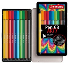 STABILO Premium Fiber-Tip Pen Pen 68 - Tin of 10 - Office Product