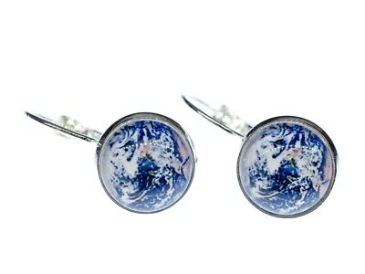 Cabochon Ohrringe Satellitenbild Welt Miniblings Satellit Weltall Erde Blau - Bild 1 von 4