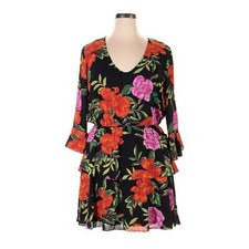 Express Floral Print Flare Sleeve Tiered Mini Dress Size XL NWT Chiffon V-neck