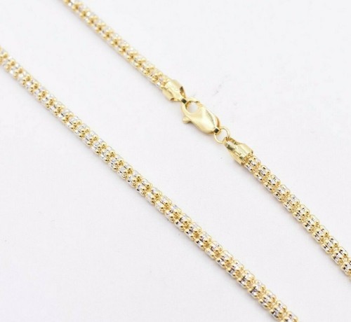 3.2mm Diamond Cut Iced Link Chain Real 10K Yellow White Gold All Sizes - Picture 2 of 6