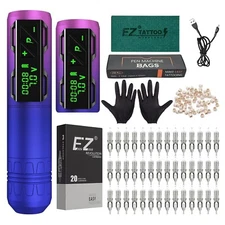 EZTAT2 Wireless Tattoo Machine Kit Complete 4.0mm Stroke Cordless Motor P2S Rota