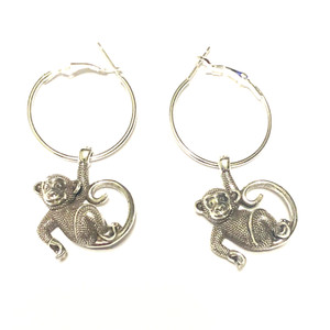 Brighton monkeying around custom earrings on non brighton hoops NWOT
