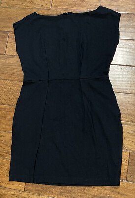 ann taylor loft black dress Ann Taylor Loft Black Dress Size 10 Zipper Back Pockets Cap Sleeve Knee  Length