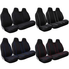 2+1 Breathable Fabric Sport Van Seat Covers Black Red Blue White Piping