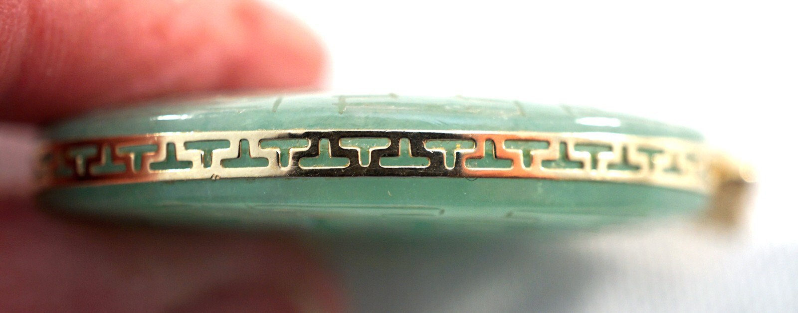 Translucent Jade Gemstone Pendant with Pierced De… - image 11