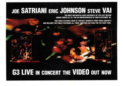 PTP55 MAGAZINWERBUNG 5X9'' JOE SATRIANI, ERIC JOHSON & STEVE VAIE G3 LIVE