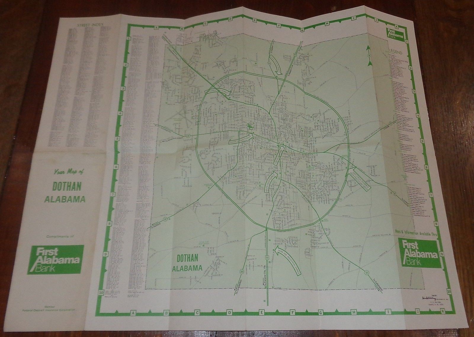 BS630 First Alabama Bank Dothan Alabama Road Map Undated eBay