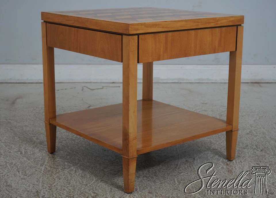 67958: Par de mesas auxiliares modernas de mediados de siglo con tapa de parquet BAKER Foto 3 de 4