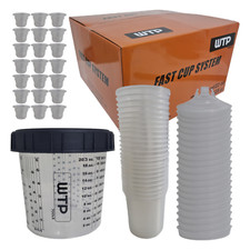 Wtp Tools Disposable Paint Cup System Kit 50 Lids 50 Liners 1 Cup 20 Caps