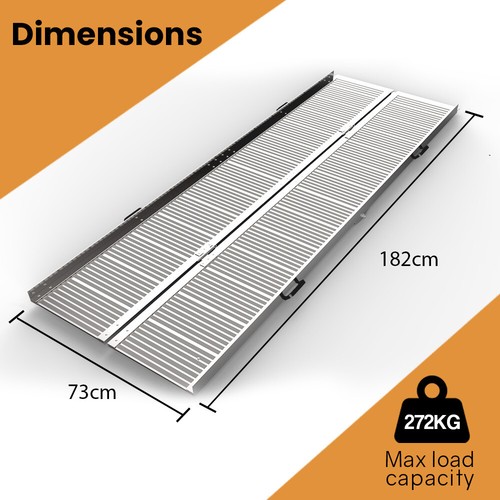 EQUIPMED Folding Wheelchair Ramp 182cm 272kg Rated Portable Access Aluminium - Picture 8 of 9