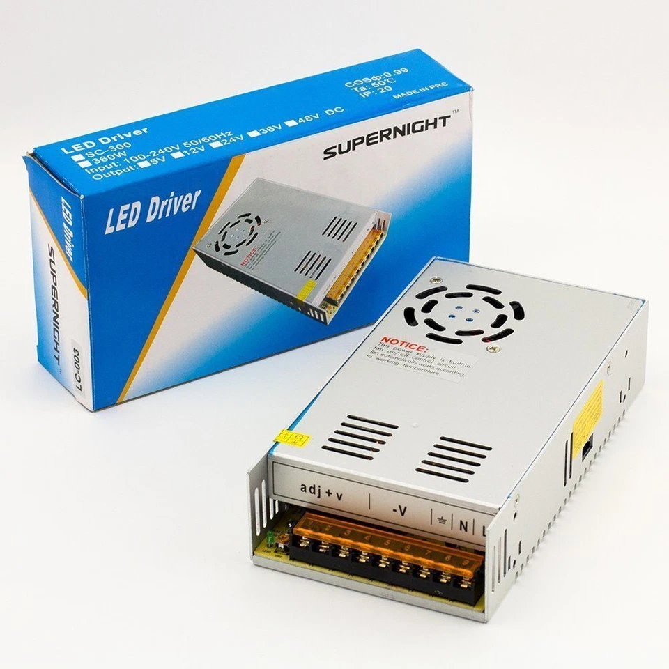 Fuente de alimentación conmutada regulada DC 12V 30A 360W para tira de luz LED Foto 2 de 4