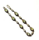 925 Sterling Silver Peridot gemstone charm bracelet 9.9g 7.25" ladies — photo 3