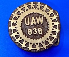 UAW United Auto Workers Local Union 838 Association Vintage Small Belt Buckle