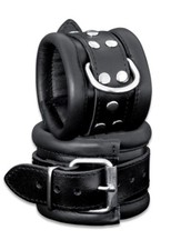 BDSM HQ Bondage echt Leder Handfesseln Hand Fesseln gepolstert schwarz