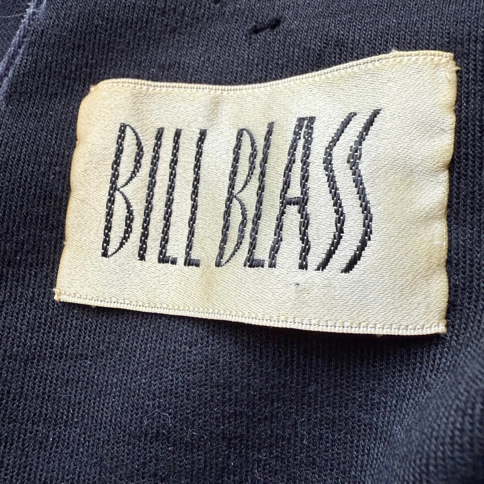 Vestido midi vintage Bill Blass talla M negro mezcla de lana manga larga detalle de botones Foto 3 de 4