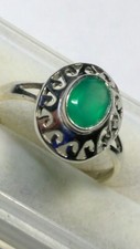 CHARMING SEA GREEN CHALCEDONY IN STERLING SILVER 925 RING SIZE 8.25 