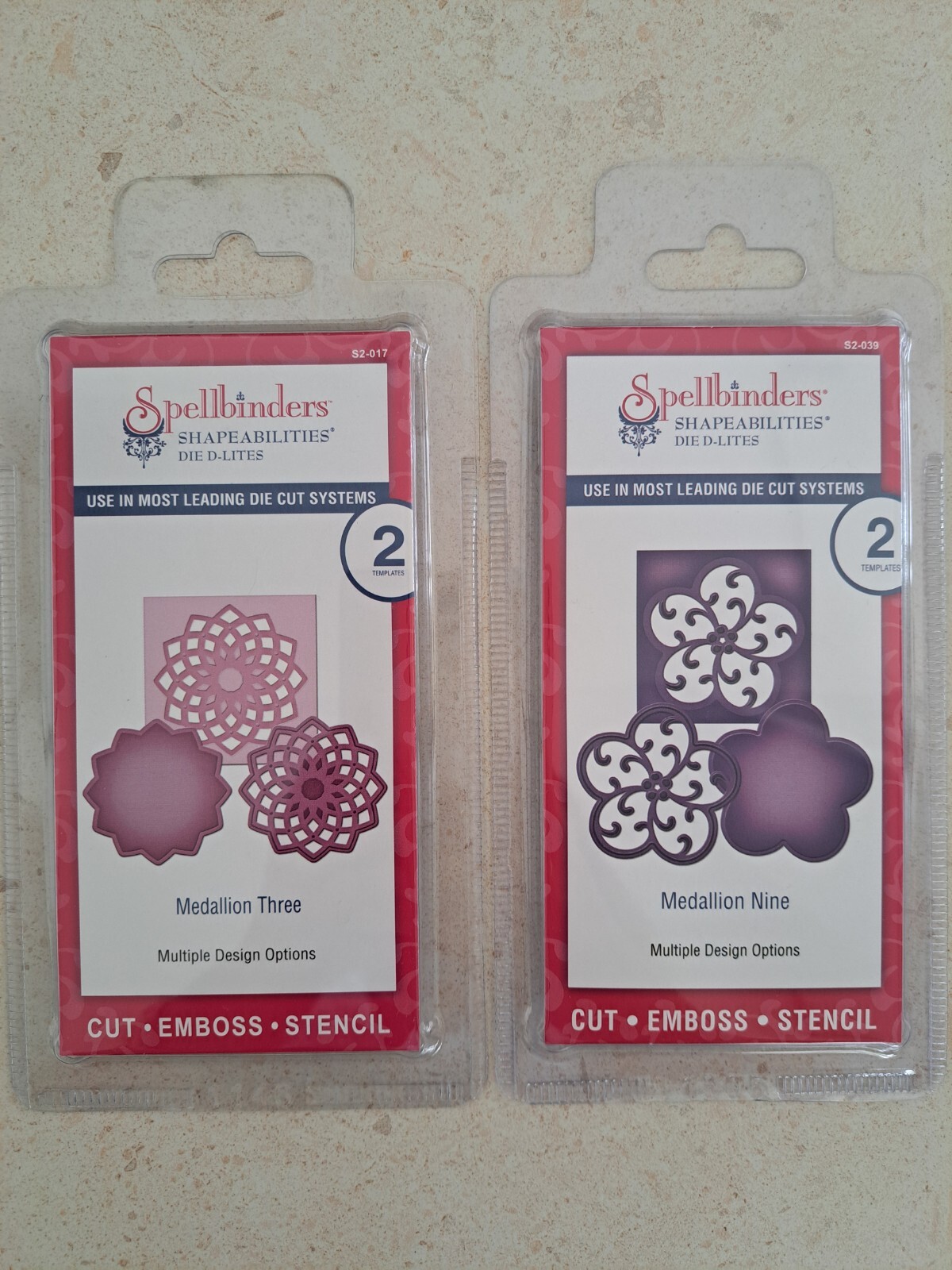 2 SPELLBINDERS Shapeabilities DIE D-LITES Medallion Three & Medallion Nine BNIP