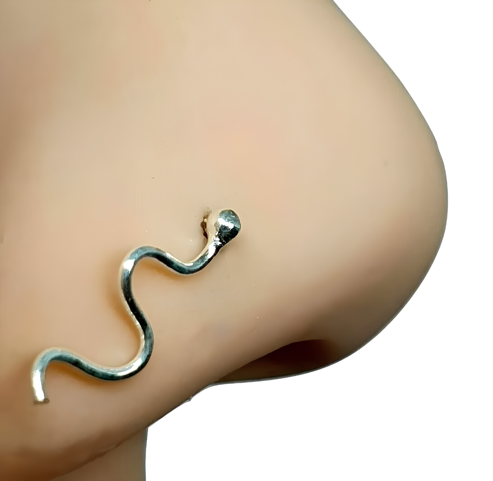 Snake Nose Stud Piercing 925 Sterling Silver Straight L Bendable Body Jewellery