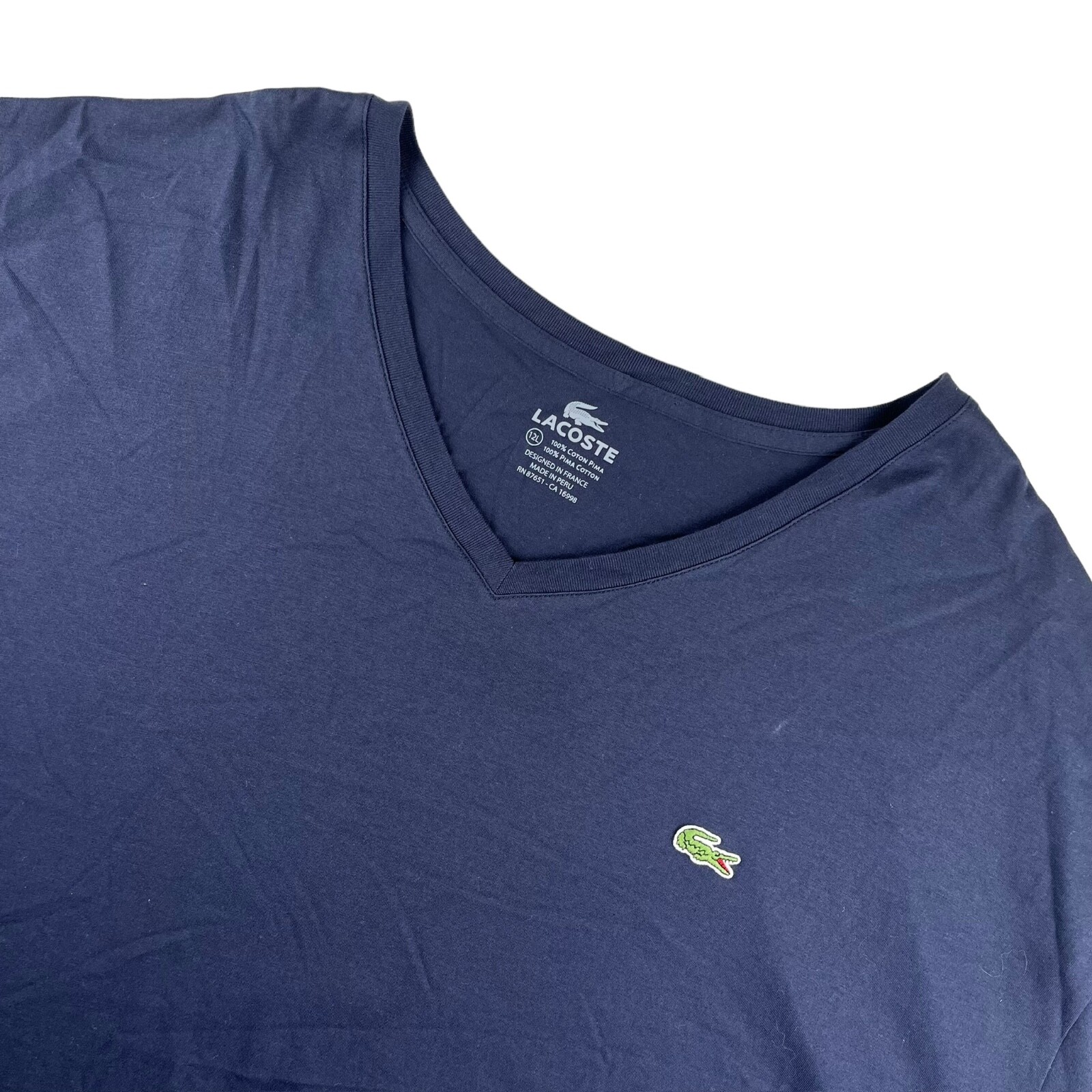 NEW Lacoste Men's Blue Cotton V-Neck Big Tall T-Shirt • 12L