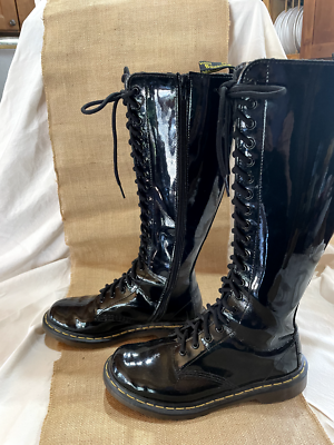 Martens 1B60 20 Eye Black Patent Leather Boots, Women's US