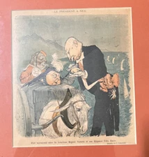 Vintage Caricature Print C. Leandre French "Le President a Nice"" c 1900