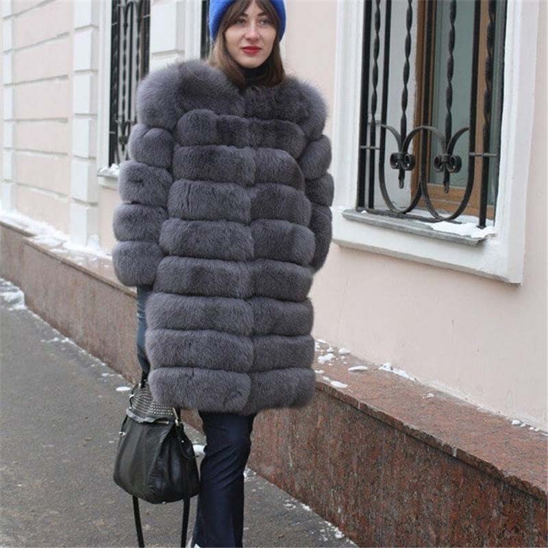 ALTRA Cappotto donna pelliccia di volpe vera vulpes rimovibile pelliccia intera cappotto gilet caldo