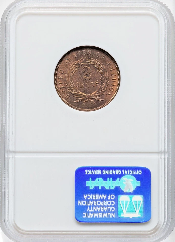 1866 2C COIN TWO CENT PIECE NGC MS65 RB GEM RED BROWN FREE PRIORITY SHIPPING - Image 3 of 4