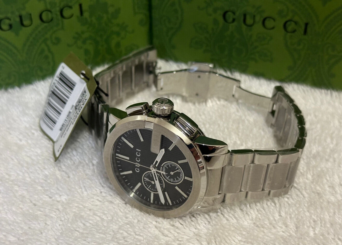 Montre classique pour homme Gucci G Chrono YA101204 cadran noir 44 mm S/acier