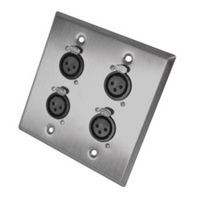 Seismic Audio Stainless Steel Wall Plate - 2 Gang with 4 XLR Female Connectors