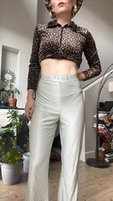 VTG 70s Deadstock Silver Disco Nylon Flare Pants