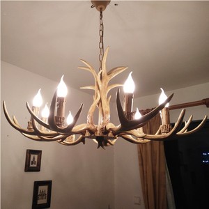 Retro Deer Antler Chandelier Resin Horn Pendant Light Led Candle